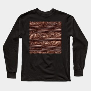 Brown ornamental leather, natural and ecological leather print #34 Long Sleeve T-Shirt